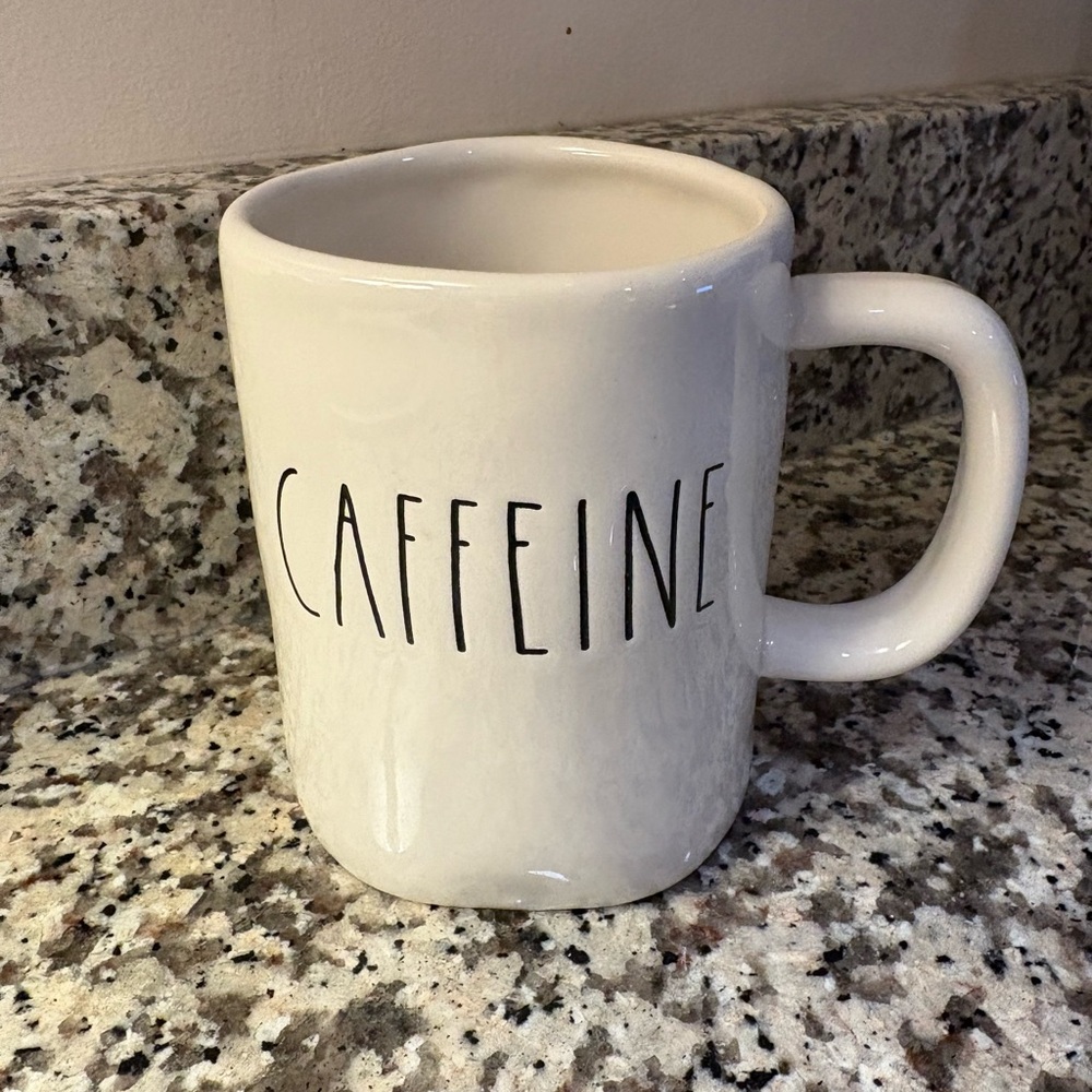 Rae Dunn White Ceramic Caffeine Mug Minimalist Dining Essential